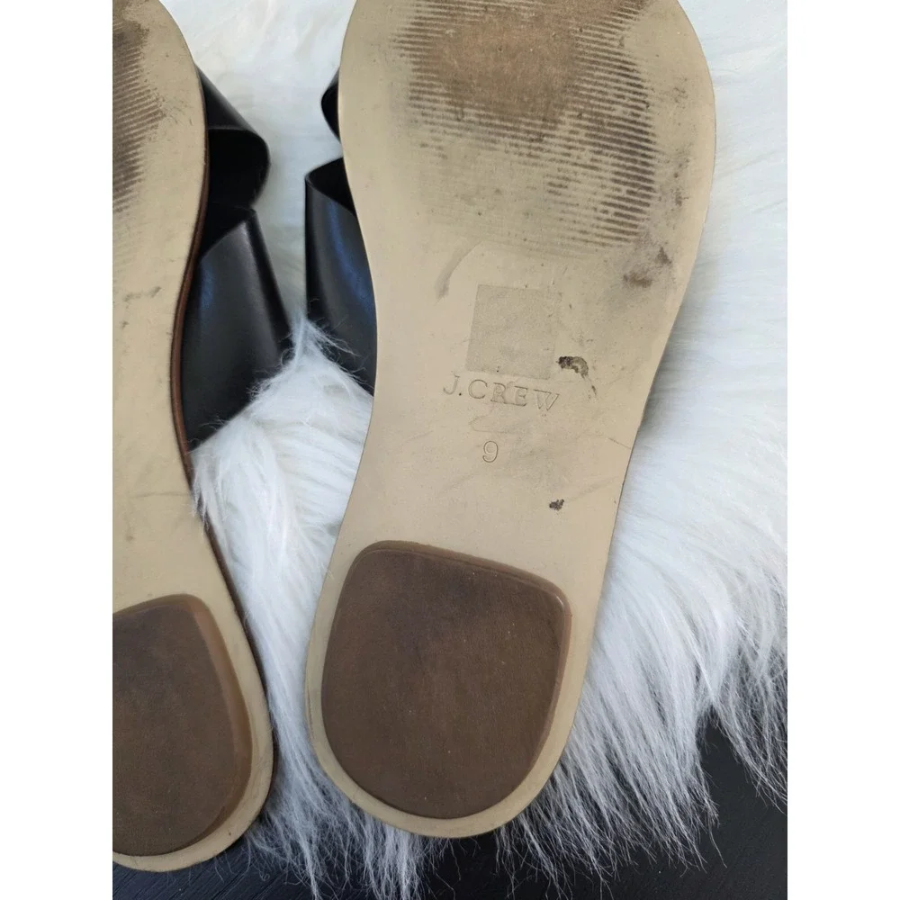 J. Crew Cypress Criss Cross Sandals Slides Women's size 9 Black Leather